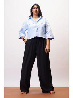 FREAKINS - Endless Black Curve Double Button Korean Pant