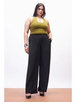 FREAKINS - Essential Black Curve Straight Korean Pant