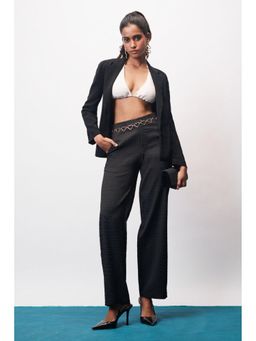 FREAKINS - Ebon Black Textured Korean Pant