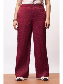 FREAKINS - Rosy Glow Curve Textured Korean Pant