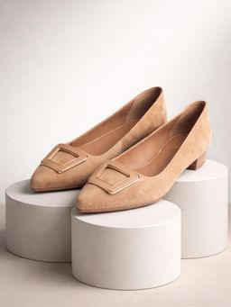 EZOK - Women Tan Leather Heels Flats