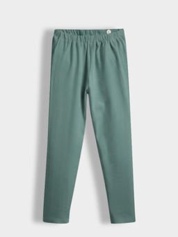 Orange Sugar - Girls Green Cotton Lycra Stretch Leggings