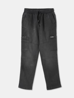 R&B - Boys Charcoal Grey Solid Regular Fit Jeans