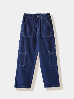 R&B - Boys Solid Relaxed Fit Cargo Pocket Jeans