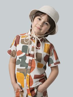 Jack & Jones Junior - Boys Abstract Print Multi-Color Cotton Shirt