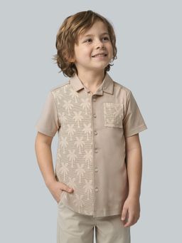 Jack & Jones Junior - Boys Palm Texture Detail Half Sleeves Shirt