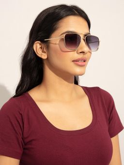 Twenty Dresses by Nykaa Fashion - Gold Purple Rectangular Party Sunglasses