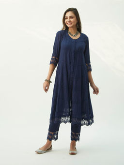 Roze - Mahjabeen Oxford Blue Kurta
