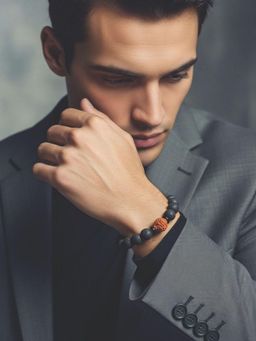 I Jewels - Black Alloy Stones Bracelet