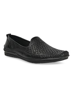 REGAL - Black Men Leather Woven Loafer