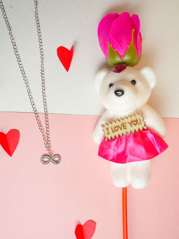 VIRAASI - Valentine Infinity Necklace and Teddy Gift Set