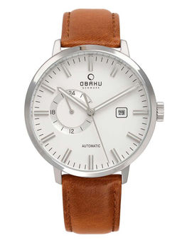 Obaku - Utrolig Cognac V210GTCIRZ Silver Dial Automatic/Inter Watch For Men