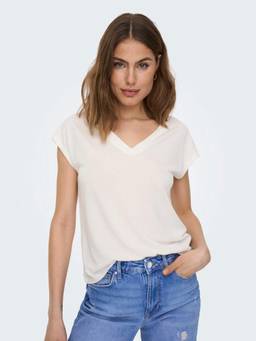 ONLY - Women White Solid V-Neck Top