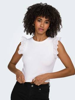ONLY - Women White Lace Detail Crop Top
