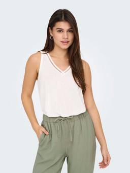ONLY - Women White V-Neck Tank Top