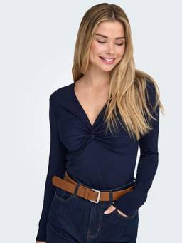 ONLY - Women Navy Blue Front Knot Top