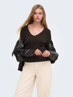 ONLY - Women Brown V-Neck Top