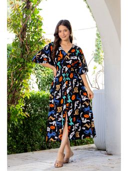 MANOJAVA - Women Rayon Printed Trendy Multi-Color Dress