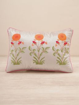 Pure Home + Living - Grey Embroidered Cushion Cover with Piping