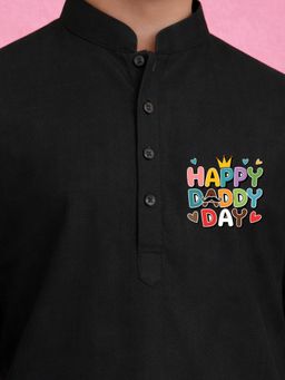 JBN Creation - Boys Black Pure Cotton Father'S Day Kurta With Pyjama