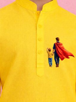 JBN Creation - Boys Yellow Pure Cotton Father'S Day Kurta With Pyjama