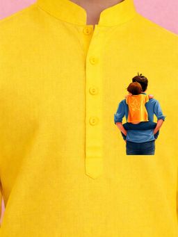 JBN Creation - Boys Yellow Pure Cotton Father'S Day Kurta With Pyjama