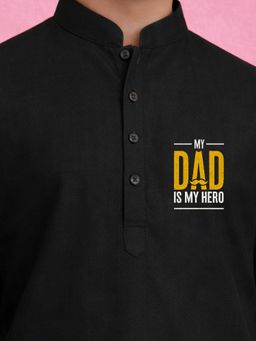 JBN Creation - Boys Black Pure Cotton Father'S Day Kurta With Pyjama