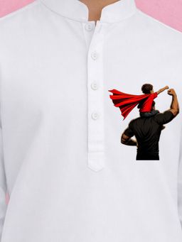 JBN Creation - Boys White Pure Cotton Father'S Day Kurta With Pyjama