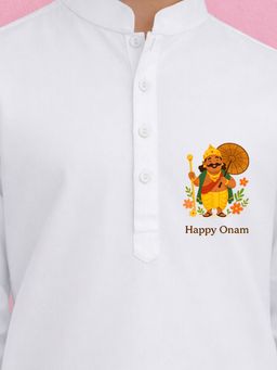 JBN Creation - Boys White Pure Cotton Onam Special Kurta With Pyjama