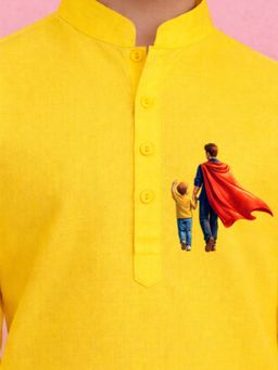 JBN Creation - Boys Yellow Pure Cotton Father'S Day Kurta With Pyjama