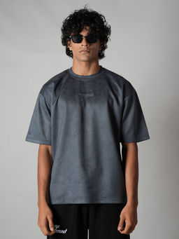 HOP HEAD - Charcoal Suede Crew Neck T-Shirt