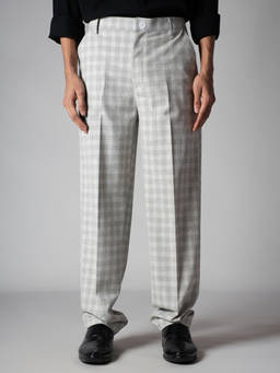 HOP HEAD - Grey Plaid Regular Fit Trouser