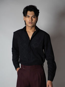 HOP HEAD - Black Suede Textured Shirt