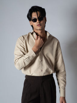 HOP HEAD - Beige Suede Textured Shirt