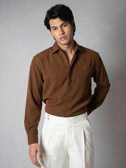 HOP HEAD - Brown Cotton Blend Shirt