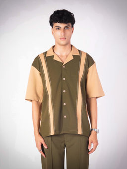HOP HEAD - Olive Cotton Blend Colorblock Shirt