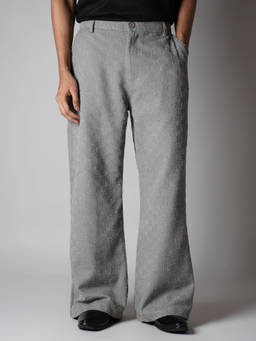 HOP HEAD - Grey Checkered Roofing Boot Cut Denim Pant