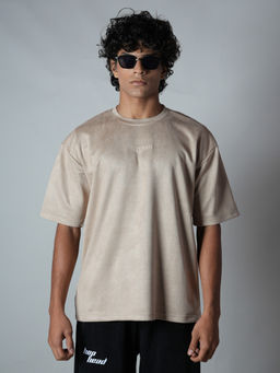 HOP HEAD - Beige Suede Crew Neck T-Shirt