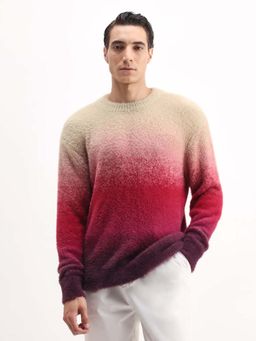 Rare Rabbit - Mens Cherv Nylon Fabric Full Sleeve Ombre Sweater