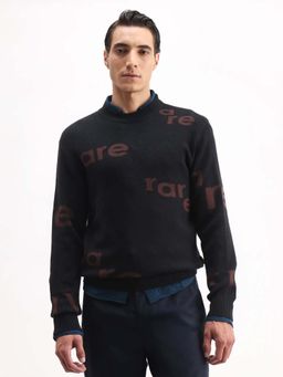 Rare Rabbit - Mens Dark Green Viscose Fabric Full Sleeve Sweater