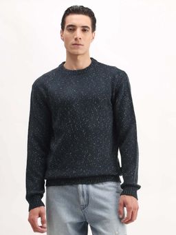 Rare Rabbit - Mens Navy Blue Acrylic Fabric Full Sleeve Printed Sweater