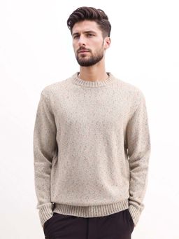 Rare Rabbit - Mens Beige Acrylic Fabric Full Sleeve Printed Sweater