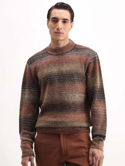 Rare Rabbit - Mens Nemo Light Brown Acrylic Fabric Full Sleeve Sweater