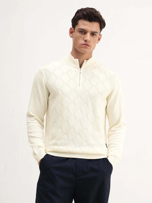 Buy Rare Rabbit Mens Toyed Off White Cotton Fabric Full Sleeve