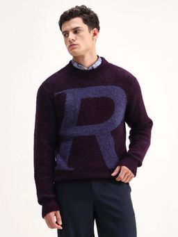Rare Rabbit - Mens Lang Purple Nylon Fabric Regular Fit Sweater