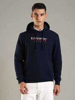 Tommy Hilfiger - Logo Regular Fit Cotton Navy Blue Hoodies