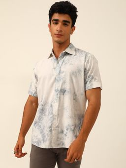 JAVINISHKA - Light Grey Sustainable Tie Dye Pashmina Slim Fit Unisex Shirt