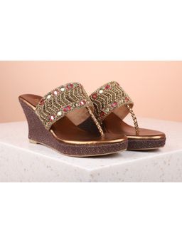 Inc.5 - Embellished Sequined Gold Wedges