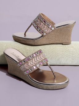 Inc.5 - Embellished Sequined Bronze Wedges