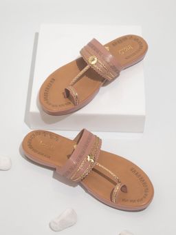 Inc.5 - Solid Plain Peach Kolhapuri